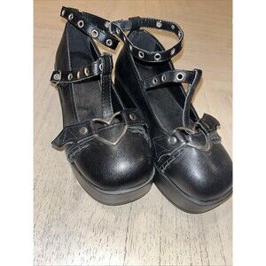 Women's Size US 6 T-Strap Buckle Chunky Platform Gothic Punk Cosplay Shoes